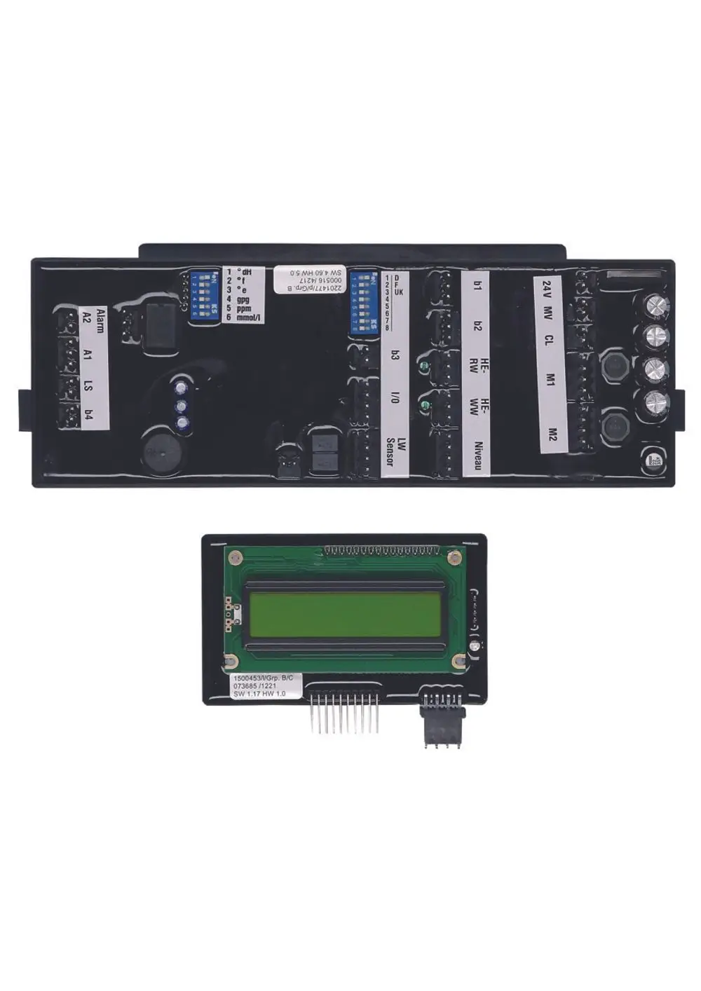 JUDO Elektronische Schaltung mit Anzeigeeinheit, ausgestattet mit mehreren Anschlussmöglichkeiten und Sensoren, für den Einsatz in technischen Anwendungen.